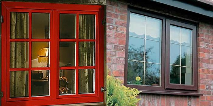 Red and Rosewood Coloured Windows
