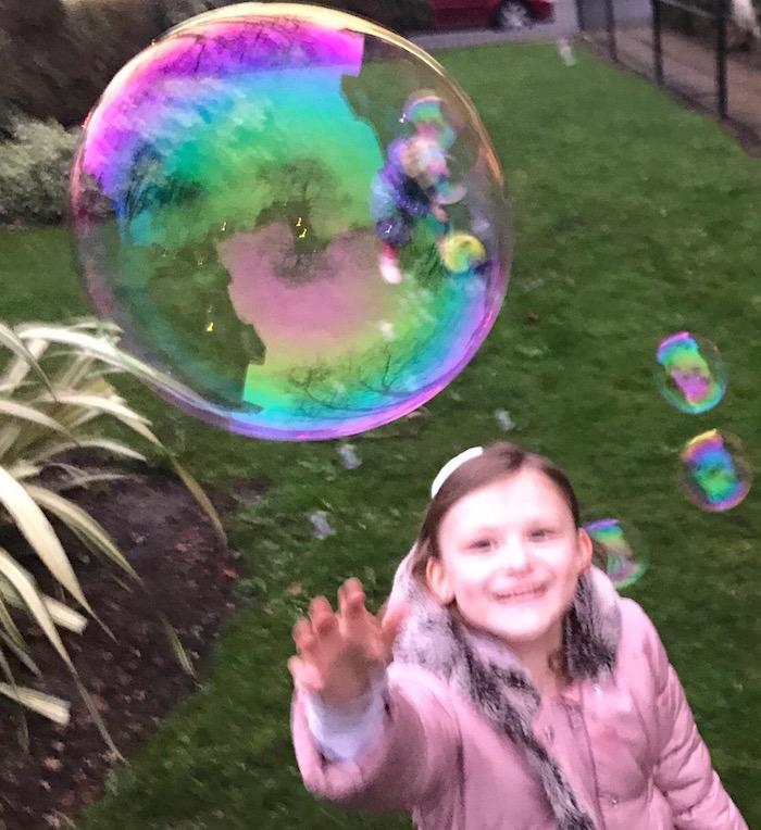 Bella after a giant bubble