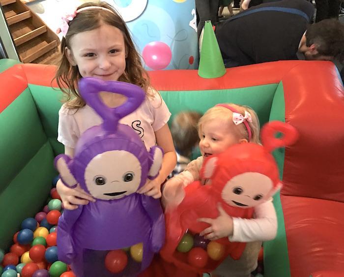 Bella & Sienna at soft play area at Teletubbies Party