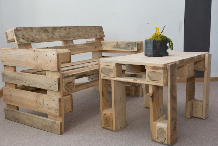 creative upcycling bench and table wooden pallets