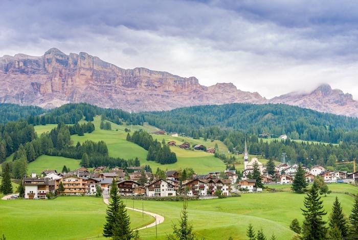 View at the Alta Badia in Dolomites of Italy