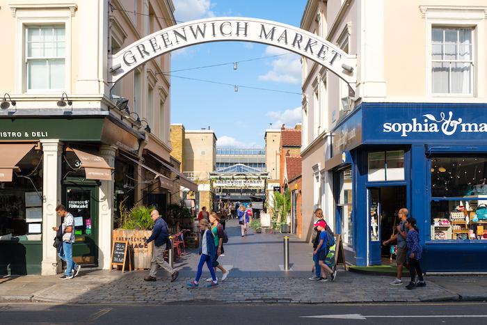 LONDON,UK - AUGUST 20,2019 : The historic Greenwich Market at Greenwich in East London