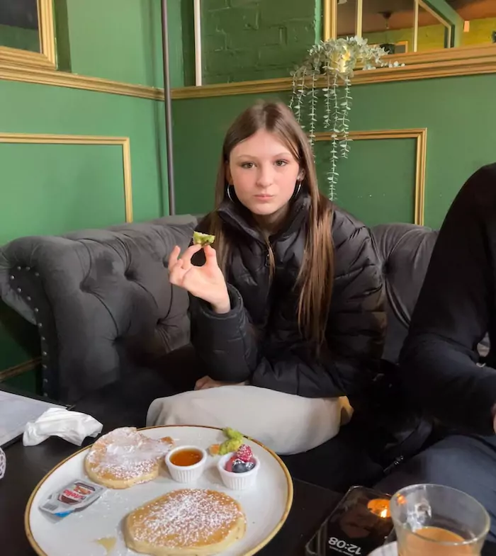 Bella eating out