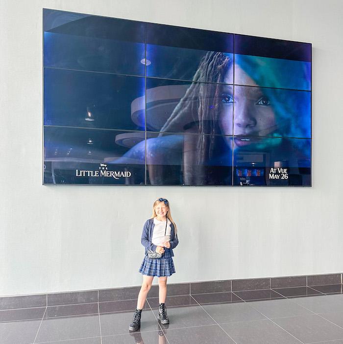 Sienna in front of "The Little Mermaid" Screen at Vue Cinemas