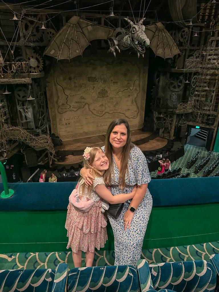 Wicked - Sienna & I in front of the Apollo Victoria Theatre Stage