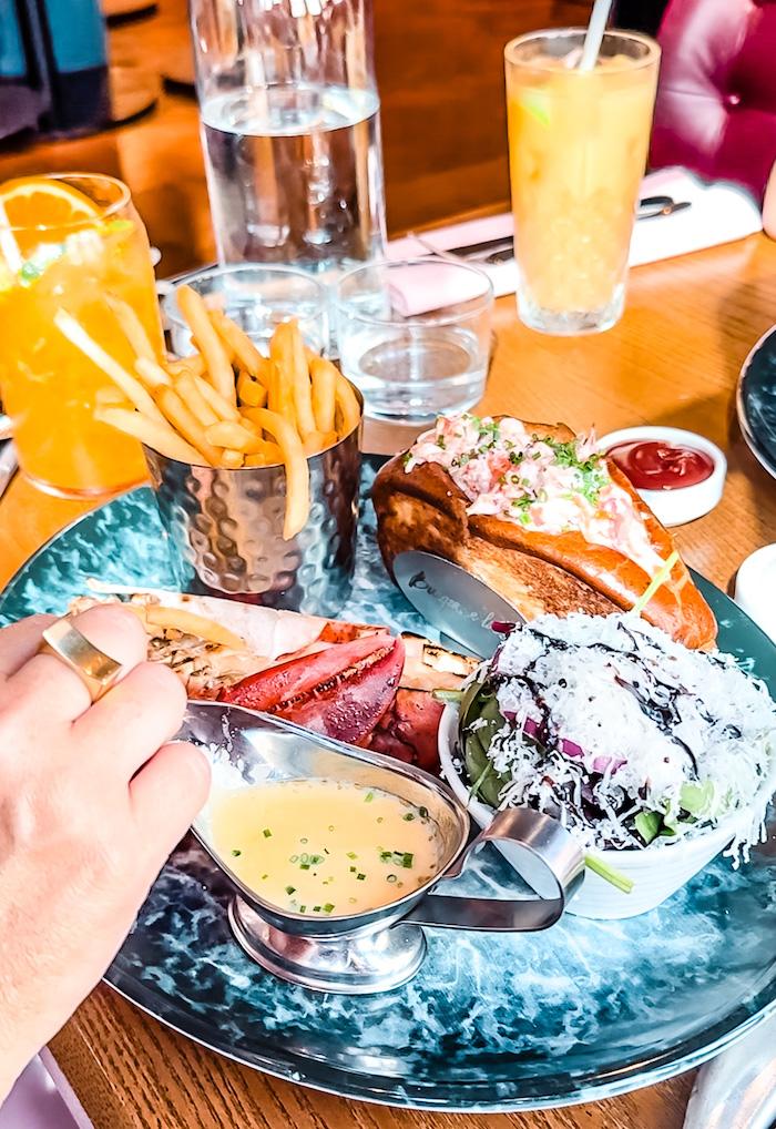 Burger & Lobster - Plate with Lobster, Lobster Roll, salad and chips