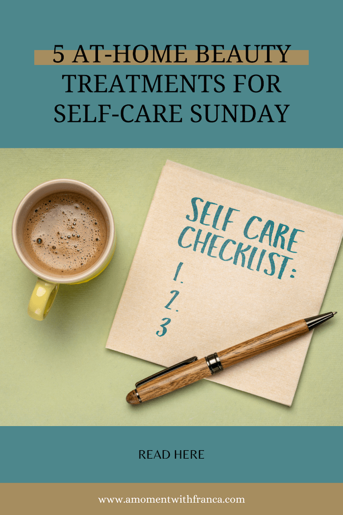5 at-home Beauty Treatments for Self-care Sunday - Self care checklist - handwriting on a napkin with a cup of coffee, healthy lifestyle, habits and personal development concepts