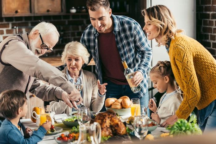 Family having holiday dinner