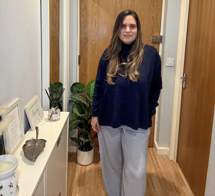 Cotton Traders Navy Roll Neck Jumper