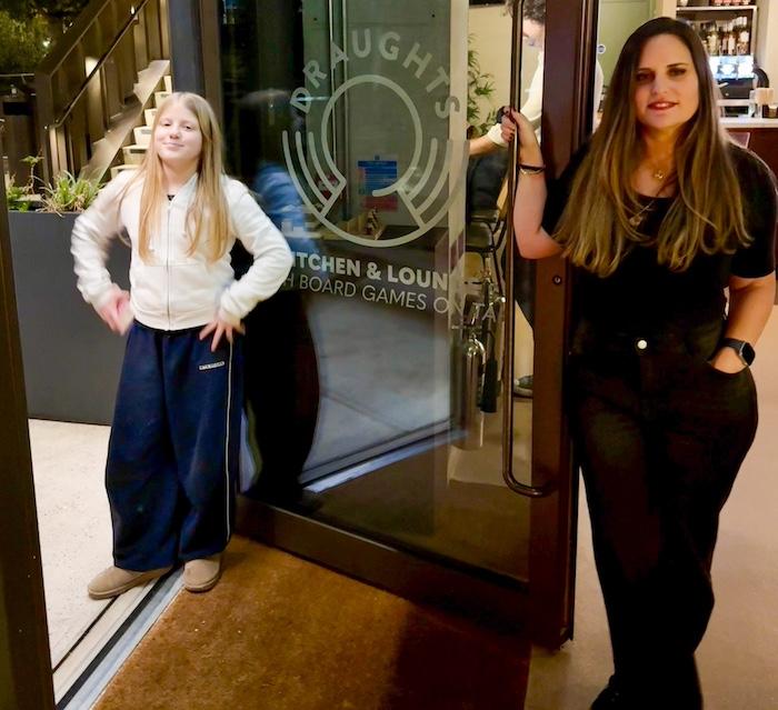 Draughts London: A Fun Family Night of Board Games, Food & Friendly Competition. Sienna & I at the entrance