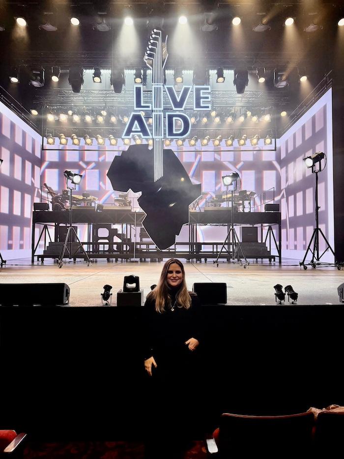 Just For One Day – The Live Aid Musical. Photo of me with stage behind