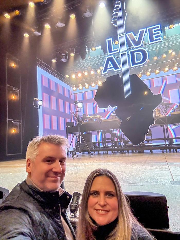 Just For One Day – The Live Aid Musical - Selfie of Nick and I with the stage behind us.