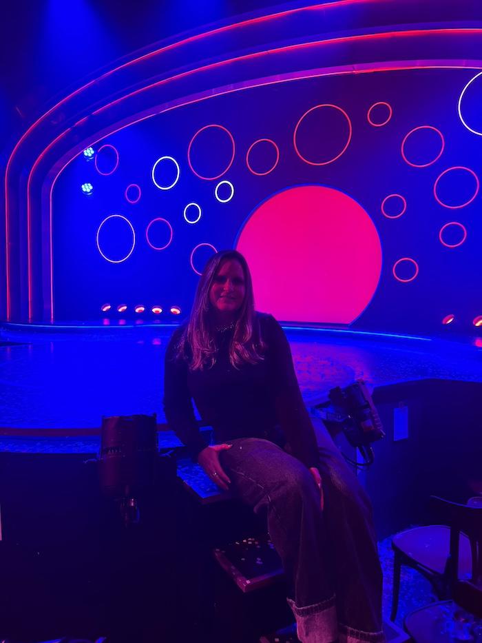 Sabrage - Posing with the stage behind me