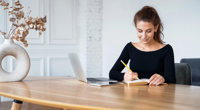Female having a quiet session online