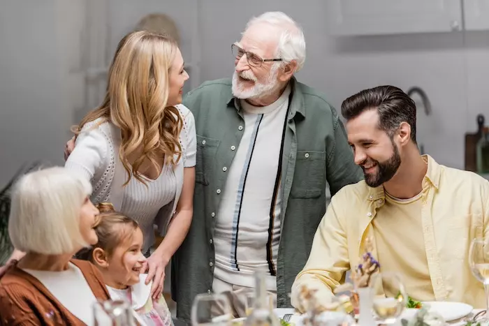 Multi-generational family spending time together at home
