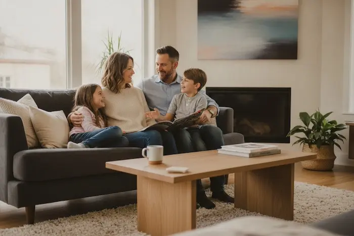 Family spending time together at home
